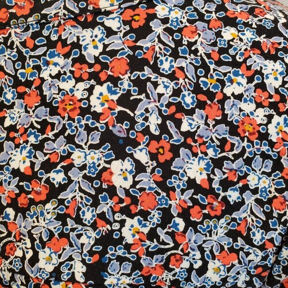 NWT GAP SZ S Short Sleeve V-Neck, Open Back Blue Multi-color Floral Rayon Dress - Picture 7 of 11